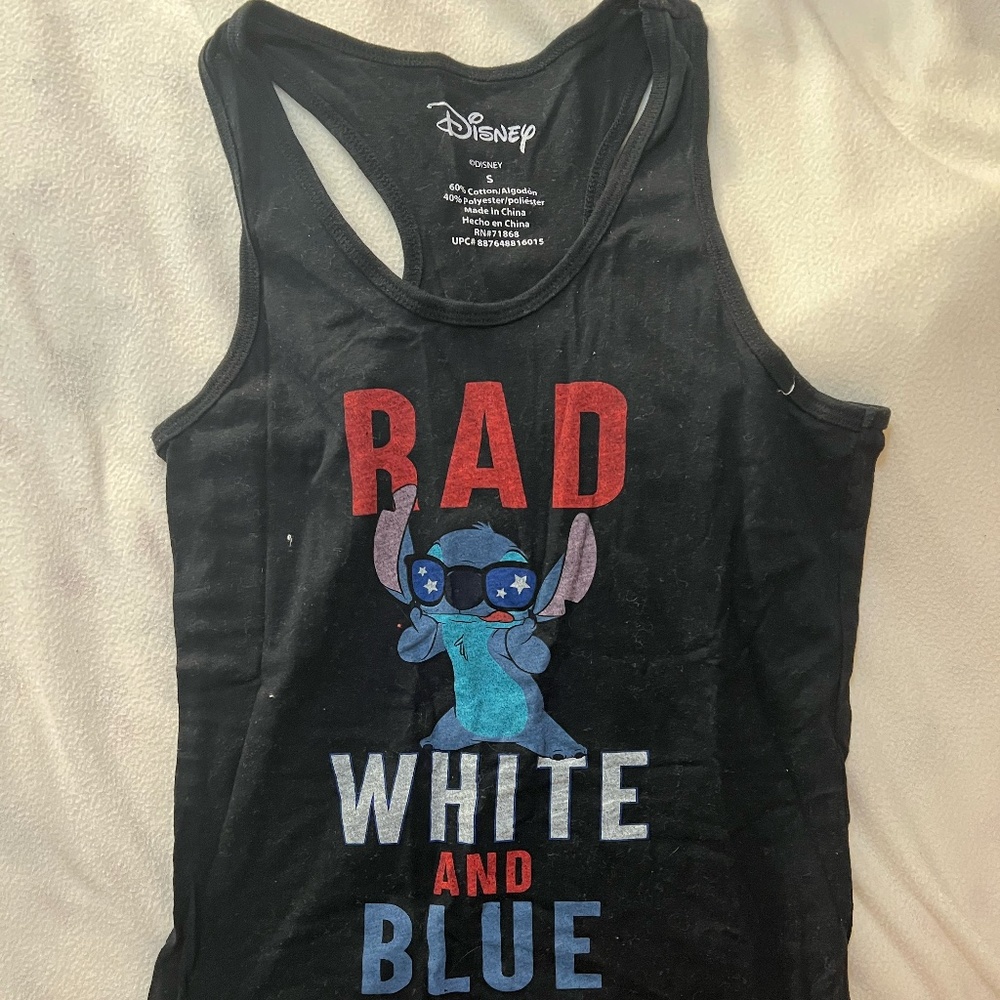 Rad, White and Blue Disney's Stitch Tank Top S